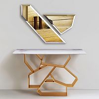 Original design sideboard table ALCINAwoodenglassmetal base