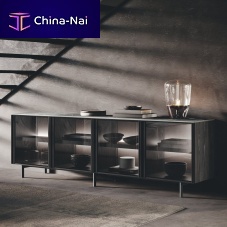 High sideboard BLUNAcontemporarylacquered aluminumsmoked glass