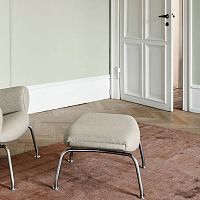 Scandinavian design footstool WEGNER OXfabricleatherstainless steel