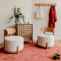 Contemporary fireside chair Modern Farmhousefabricoakoiled wood