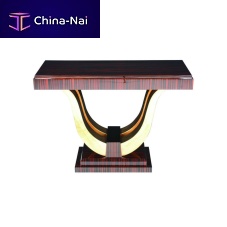 Art Deco sideboard table KS002glossy varnished woodMacassar ebonygold plated base
