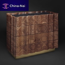 Original design chest of drawers IL PEZZO 2walnutsolid woodbrass