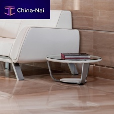 Contemporary side table LOUNGETISCHEglassaluminumleather