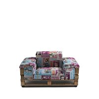 Industrial style armchair PALLETtextileon casterswith armrests