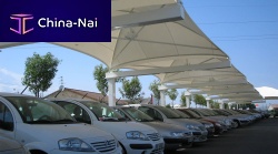 Metal frame tensile structure for carportwith PVC membranefor parking lots