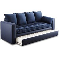 Contemporary sofa EXTRASfabricbluewith trundle bed