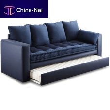 Contemporary sofa EXTRASfabricbluewith trundle bed