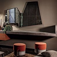 Contemporary pouf MANTIS velvetmetalround