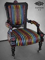 Contemporary armchair EMPERORleatherwoodenhigh-back
