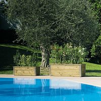 Wooden planter MIMOSArectangularcontemporaryfor public space