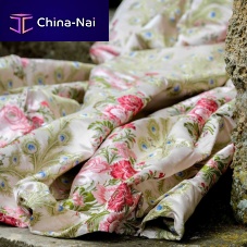 Upholstery fabric PLUMES DE PAON ECRU for curtainwallfloral pattern