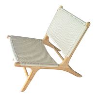 Contemporary lounge chair MADISON synthetic rattanteakwhite