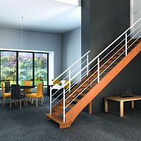 Straight staircase FUSIONquarter-turnspiralwooden step