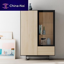 High sideboard contemporarywoodenwith glass panel
