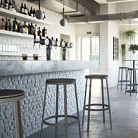 Contemporary bar stool ROUND&ROUNDfabricplasticpainted steel base