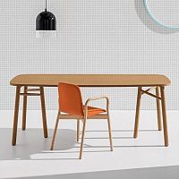 Contemporary table SAKTIwood veneerglasslaminate