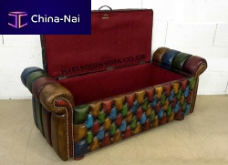 Chesterfield upholstered bench leatherwith storage compartmentmulti-color