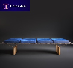Contemporary upholstered bench STAMFORD leathersolid woodwooden