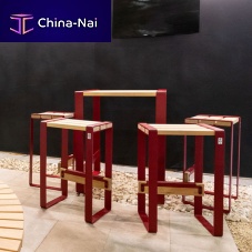 Contemporary high bar table Forzienwoodensteel baserectangular