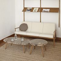 Contemporary coffee table FOX LONG marblesolid wood basecurved