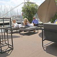 Contemporary ottoman EASYSunbrella®teakstainless steel