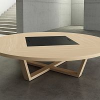 Contemporary boardroom table MODULOSwoodglassleather