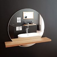 Wall-mounted bathroom mirror BALIcontemporaryroundwith shelf