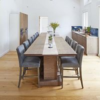 Contemporary dining table natural oaknatural stoneoak base