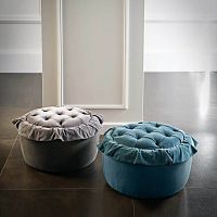 Chesterfield pouf PANKfabricleatherround