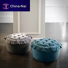 Chesterfield pouf PANKfabricleatherround
