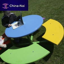 Contemporary table 6120-072woodenroundwith attached chairs