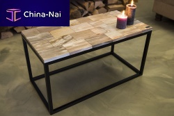 Contemporary coffee table petrified woodrectangularcustom