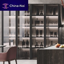 Contemporary display case BLUNA built-insmoked glasslacquered aluminum