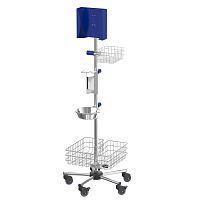 Hygiene station on casters S02512PBwith hand sanitizer holderwith glove boxwith basket