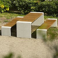 Contemporary table and bench set SIBELOwoodenconcretegarden