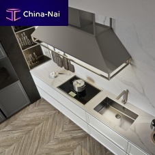 Wall-mounted range hood Frameductedwith built-in lightinggray