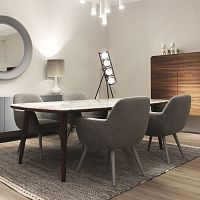 Contemporary dining table HELSINKIwoodenmarblerectangular