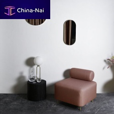Contemporary pouf BOVARI - OTTOMANvelvetsquarebrown