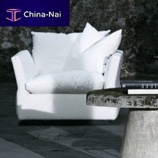Contemporary armchair COVERfabricwoodenwith removable cushion