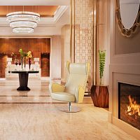 Contemporary armchair DARIAfabricwhiteswivel