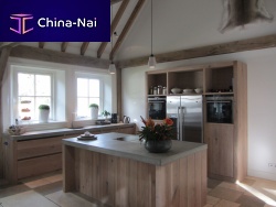Contemporary kitchen TRADITIONNELwoodenDuctal® UHP concreteisland