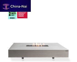 Minimalist design coffee table tabula ignispolished stainless steelconcretesilicone rubber base