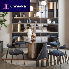 Contemporary table HEGEglassbronze baseround