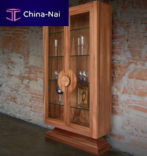 Contemporary display case with legsglassoak