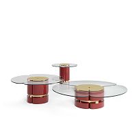 Contemporary coffee table EUPHORIAglasspolished brass baselacquered wood base