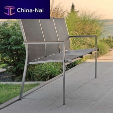 Contemporary garden bench CARDIFF Textilene®stainless steelwith backrest