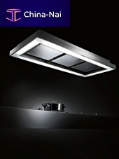 Ceiling-mounted range hood with built-in lighting