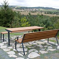 Contemporary table PIKOwoodengalvanised steel baserectangular