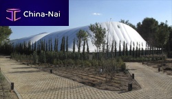 Wooden frame tensile structure TENNIS CLUBroofwith PVC membranefor sports fields