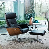 Contemporary office armchair EVOLUTIONleatherplywoodwith footrest